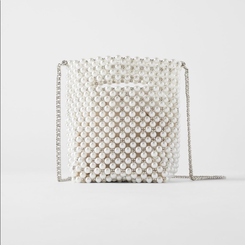 NWT Zara Pearl Bucket/Crossbody Bag